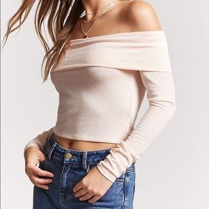 Foldover Off the Shoulder Crop Top